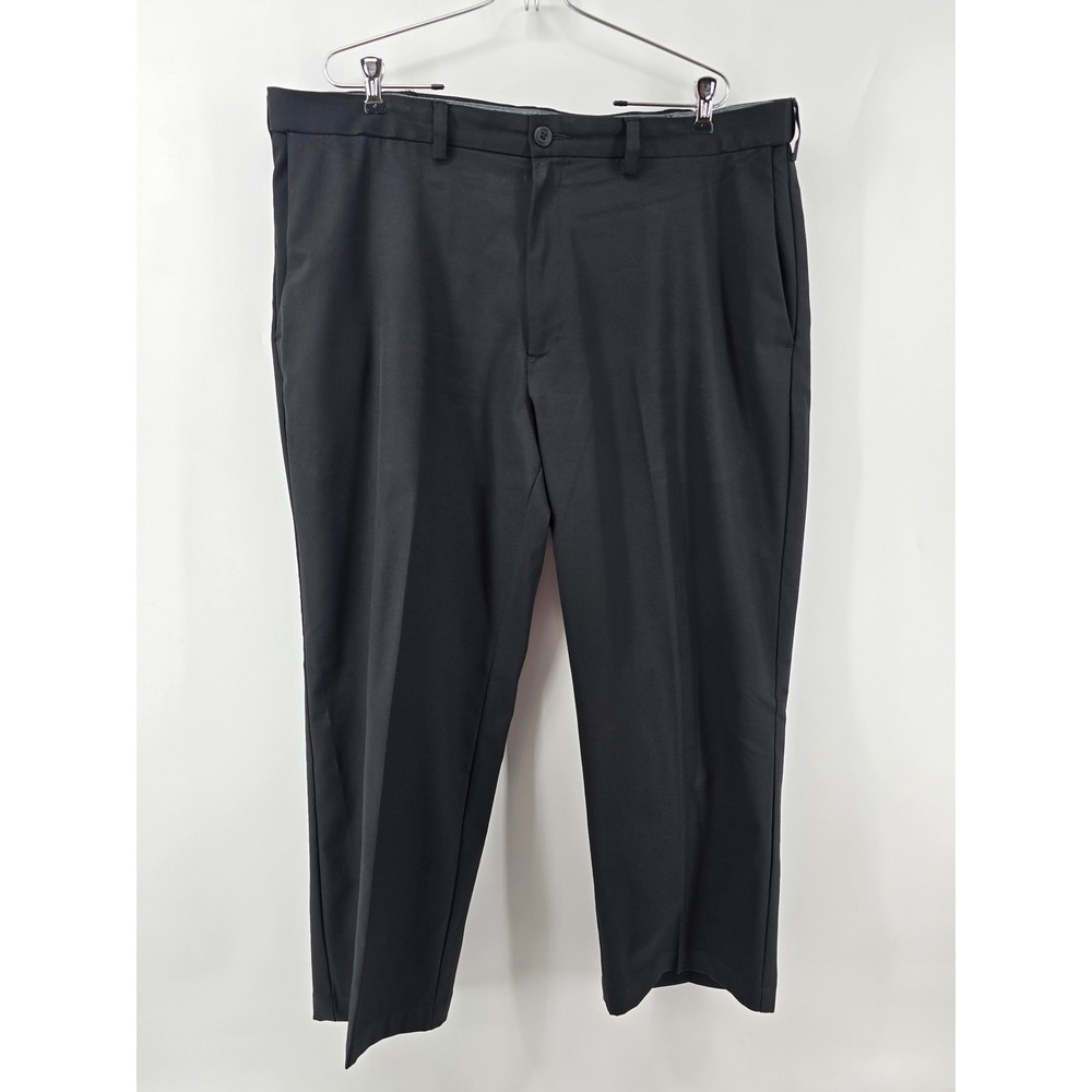 Haggar Dress Pants Men 40x29 Black Cool Performance Flex Classic Fit Slacks*